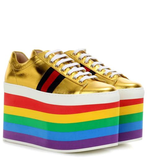 gucci platform rainbow sneakers|Gucci peggy rainbow sneakers.